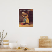 Oma wast haar vieze jongen, grappige vintage poster (Keuken)