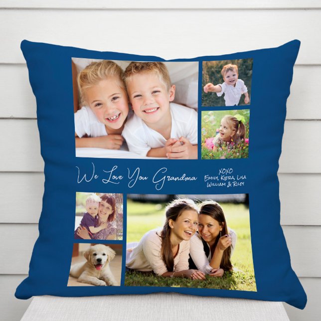Oma, we houden van je blauwe foto kussen (Creator heeft geüpload)