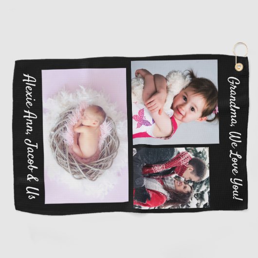 Oma, we houden van je! DIY Berichten & Foto's, Zwa Golfhanddoek (Horizontaal)