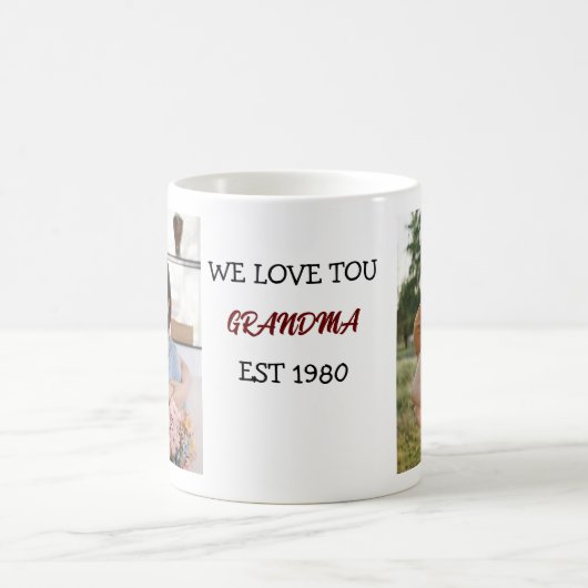 Oma we houden van je gepersonaliseerde foto's koffiemok (Center)