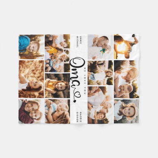 Oma we houden van je hart Moderne fotocollage Fleece Deken (Voorkant (Horizontaal))