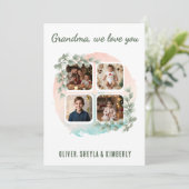 Oma we houden van jou 6 Foto Collage Eucalyptus Kaart (Staand voorkant)