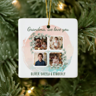 Oma we houden van jou 6 foto-collage Eucalyptus Keramisch Ornament