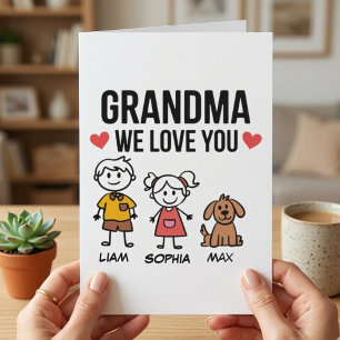 Oma We Houden Van Jou Kinderen Illustratie Familie Kaart