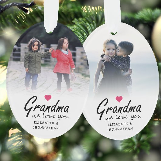 Oma we houden van jou Script 2-zijdige sjabloon Fo Ornament