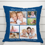 Oma We houden van jullie Foto Names Personenblauw Kussen<br><div class="desc">Viel Oma met deze aangepaste foto collage klassieke blauwe kussen. Je kunt je personaliseren met zes familiefoto's van kleinkinderen, familieleden, huisdieren, enz., en je kunt de expressie aanpassen aan "Ik hou van je" of "We houden van je", en of ze "oma", "Nana", "Mommom" enz. wordt genoemd. Je kunt ook de...</div>
