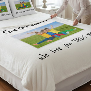 Oma We houden zoveel van je Foto Kerstcadeau Fleece Deken