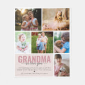 Oma We Love You Fotocollage Roze Fleece Deken (Voorkant)