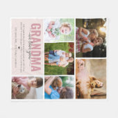 Oma We Love You Fotocollage Roze Fleece Deken (Voorkant (Horizontaal))