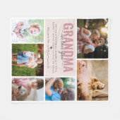 Oma We Love You Fotocollage Roze Fleece Deken (Voorkant (Horizontaal))