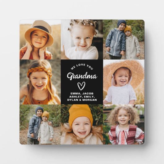 Oma We Love You Heart Moderne Fotocollage Fotoplaat (Voorkant)
