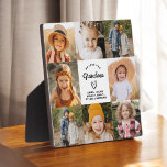 Oma We Love You Heart Moderne Fotocollage Fotoplaat<br><div class="desc">De Grandma We Love You Heart Modern Photo Collage Plaque is een ontroerend en gepersonaliseerd geschenk dat uw liefde voor uw grootmoeder laat zien. Deze prachtig ontworpen plaquette is voorzien van een hartvormige fotocollage, zodat u uw favoriete familie afbeeldingen toe te voegen in een moderne en stijlvolle lay-out. Het oprechte...</div>