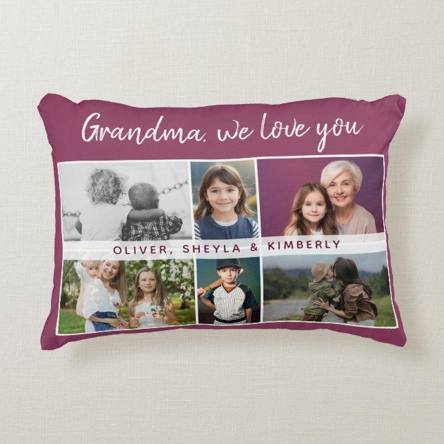 Oma we love you Kleinkinderen 6 Fotocollage Accent Kussen (Voorkant)