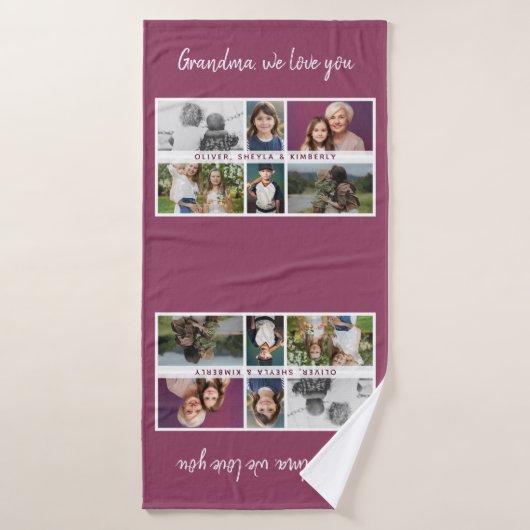 Oma we love you Kleinkinderen 6 Fotocollage Badhanddoek (Badhanddoek)