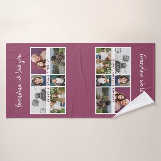 Oma we love you Kleinkinderen 6 Fotocollage Badhanddoek (Badhanddoek)