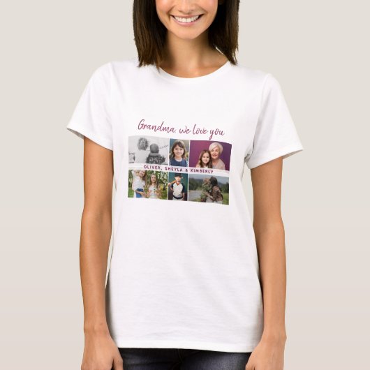 Oma we love you Kleinkinderen 6 Fotocollage T-shirt (Voorkant)