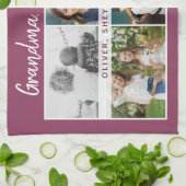 Oma we love you Kleinkinderen 6 Fotocollage Theedoek (Gevouwen)