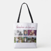 Oma we love you Kleinkinderen 6 Fotocollage Tote Bag (Achterkant)
