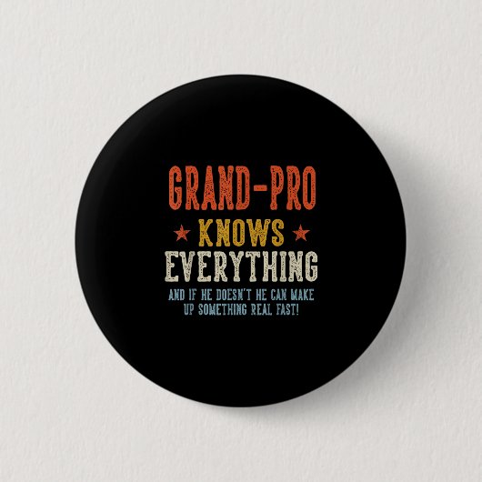 Oma weet alles vaderdag retro ronde button 5,7 cm (Voorkant)