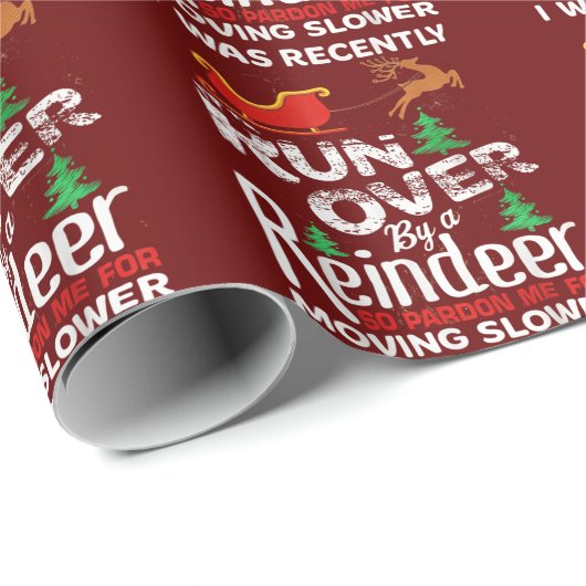 Oma werd met een rendierKerstmis overreden, dus Pa Cadeaupapier (Rol Hoek)