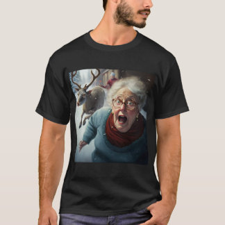 Oma werd overreden door rendiertjes tijdens kerst t-shirt