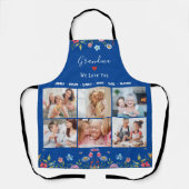 OMA WIJ HOUDEN VAN U Jouw naam Fotocollage Schorte Schort (Voorkant)