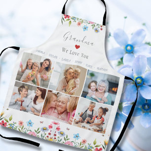 OMA WIJ HOUDEN VAN U Jouw naam Fotocollage Schorte Schort