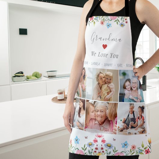 OMA WIJ HOUDEN VAN U Jouw naam Fotocollage Schorte Schort