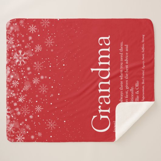 Oma Winter Sneeuwvlokken Vakantie Definitie Sherpa Deken (Voorkant (horizontaal))