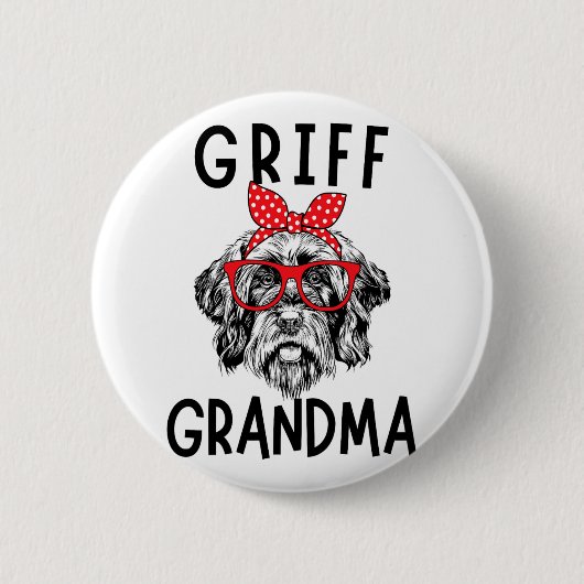 Oma Wirehaired Pointing Griffon Nana Moeder's Ronde Button 5,7 Cm (Voorkant)