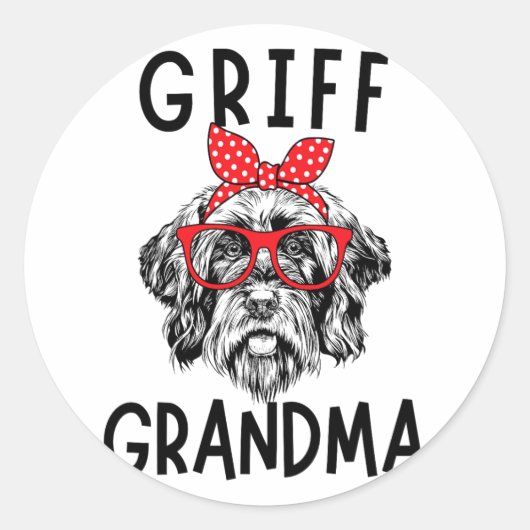 Oma Wirehaired Pointing Griffon Nana Moeder's Ronde Sticker (Voorkant)