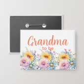 Oma worden gerbera bloemen oranje button (Voorkant / Achterkant)