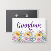 Oma worden gerbera bloemen paars button (Voorkant / Achterkant)