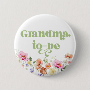 Oma worden met wilde bloemen ronde button 5,7 cm