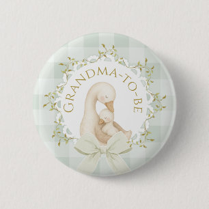 Oma worden Silly Goose Sage Groene Baby Shower Ronde Button 5,7 Cm