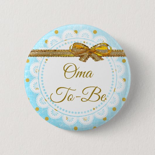 OMA wordt Baby shower Blue & Gold Button (Voorkant)