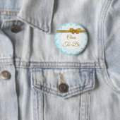 OMA wordt Baby shower Blue & Gold Button (In situ)