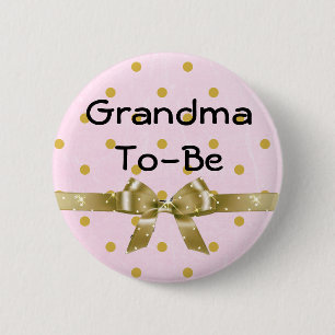 Oma wordt Baby shower roze en gouden Button