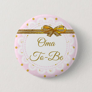 OMA wordt Baby shower roze en gouden Button