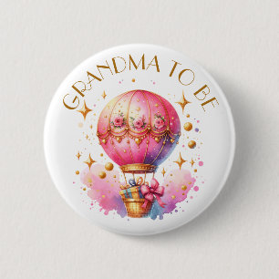 Oma wordt Baby shower van hete luchtballonnen Ronde Button 5,7 Cm