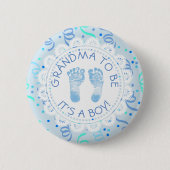 Oma wordt Blue confetti Baby shower Button (Voorkant)
