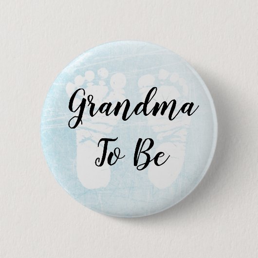 Oma wordt Blue Footprints Baby shower Ronde Button 5,7 Cm (Voorkant)