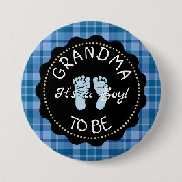 Oma wordt Blue Plaid Baby shower-knop Ronde Button 7,6 Cm