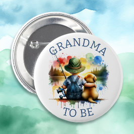 Oma wordt Boy's Gevist Baby shower Button