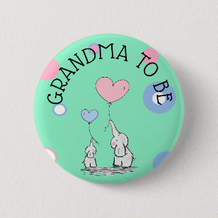 Oma wordt Button van het Baby shower van de olifan