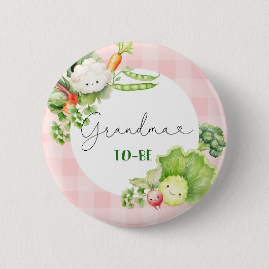 Oma wordt groente roze lokaal geteelde baby ronde button 5,7 cm (Voorkant)