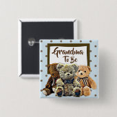 Oma wordt het Teddy Bear Baby shower Vierkante Button 5,1 Cm (Voorkant /achterkant)