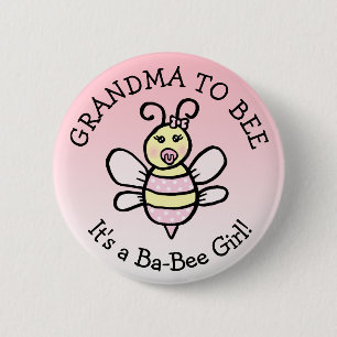 Oma wordt honingbij thema Baby shower Ronde Button 5,7 Cm