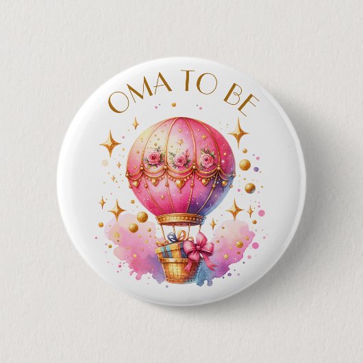 Oma wordt | Hot Air Balloon Girl's Baby shower Ronde Button 5,7 Cm (Voorkant)