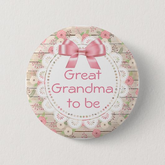 Oma wordt Pink Bow Baby shower Button (Voorkant)